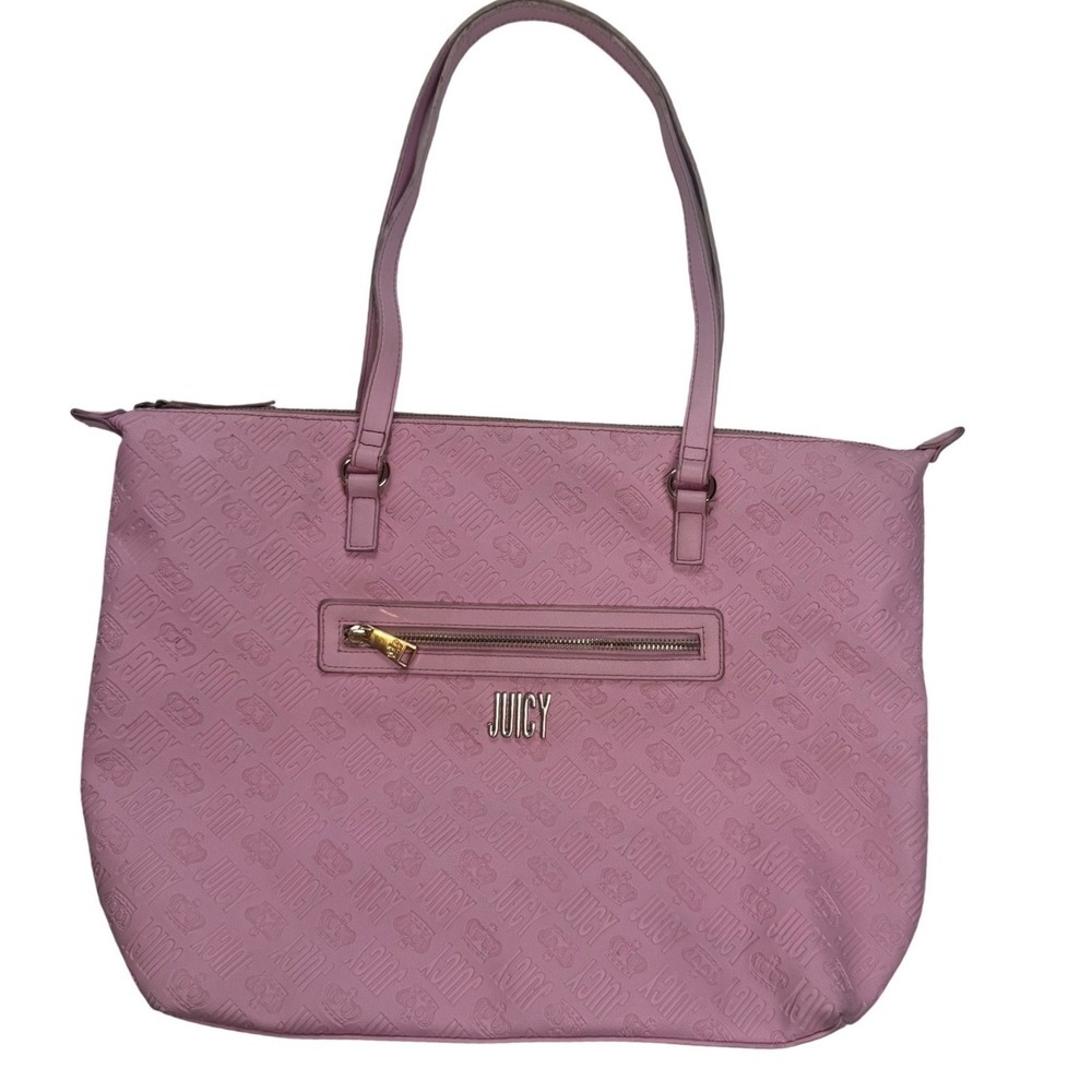 Juicy by Juicy Couture Pink Embossed Logo Tote Bag Mens Crown Print Large Purse